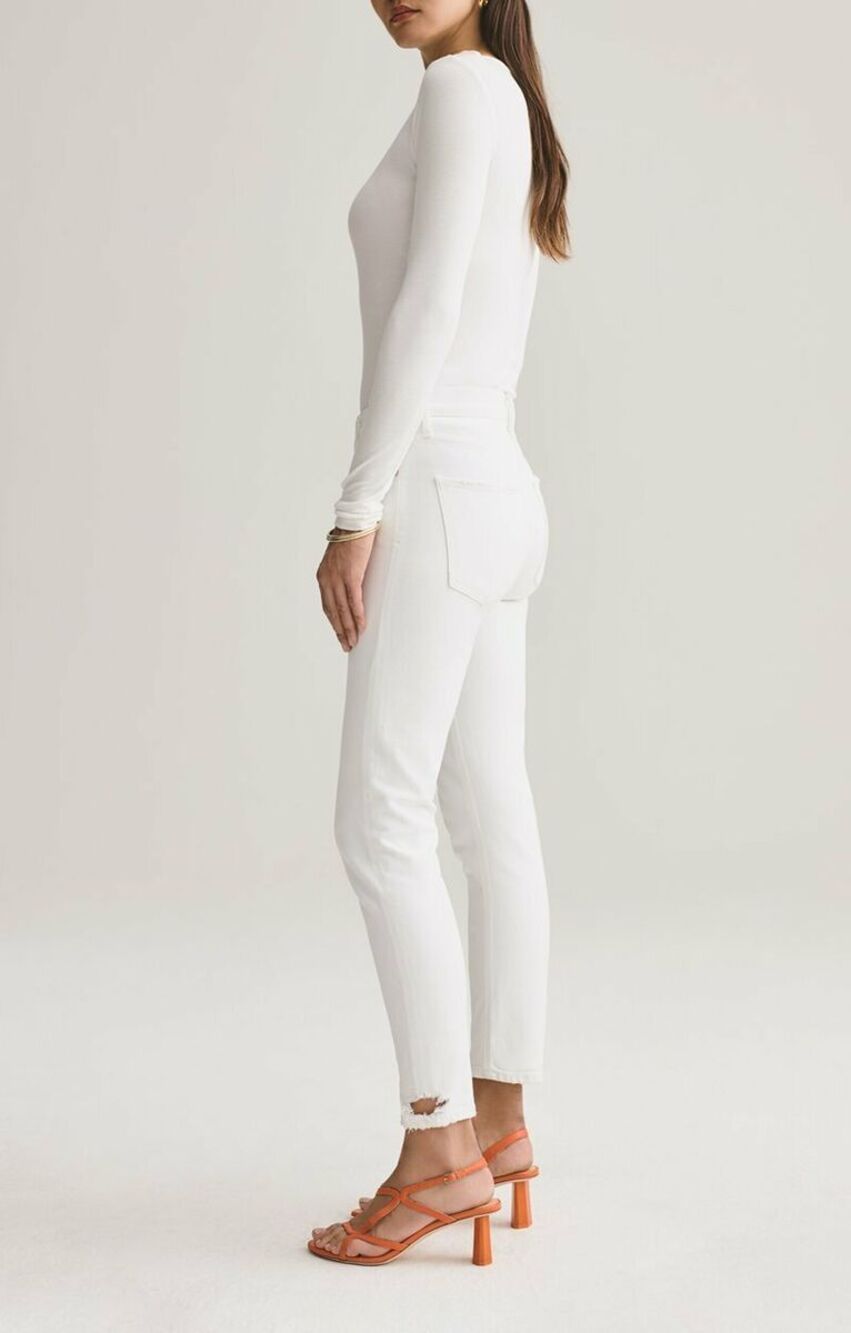 Agolde Toni Mid Rise Straight Jeans White Glowed Distressed FLAWED Women 26